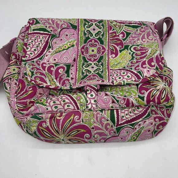 VERA BRADLEY Pink/Green Floral Carry-On Xbody Computer Shoulder Messenger Bag - Picture 1 of 4